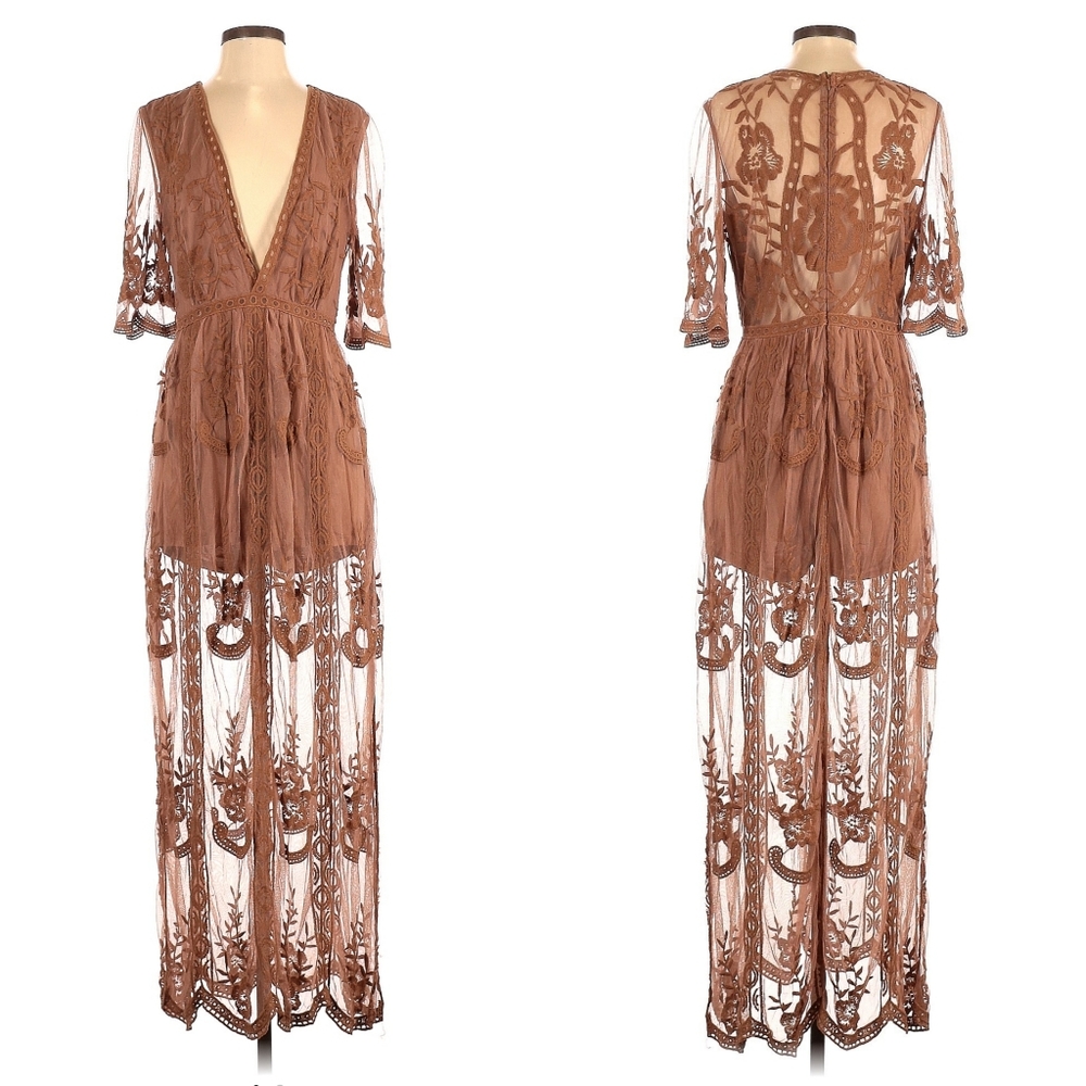 Wishlist 3/4 Sleeve Lace Romper Romantic